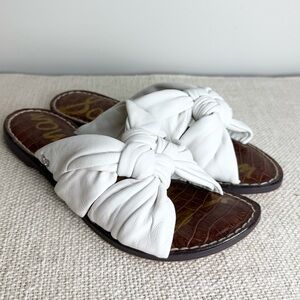 Sam Edelman Garson White Leather Knotted Slide Sandals size 6.5